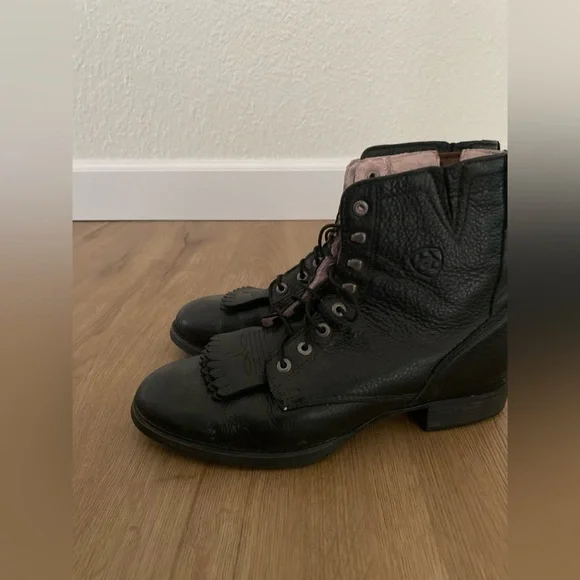 Ariat Western Performance Black Heritage Lacer II Women's Lace-Up leather Boots - Picture 5 of 9